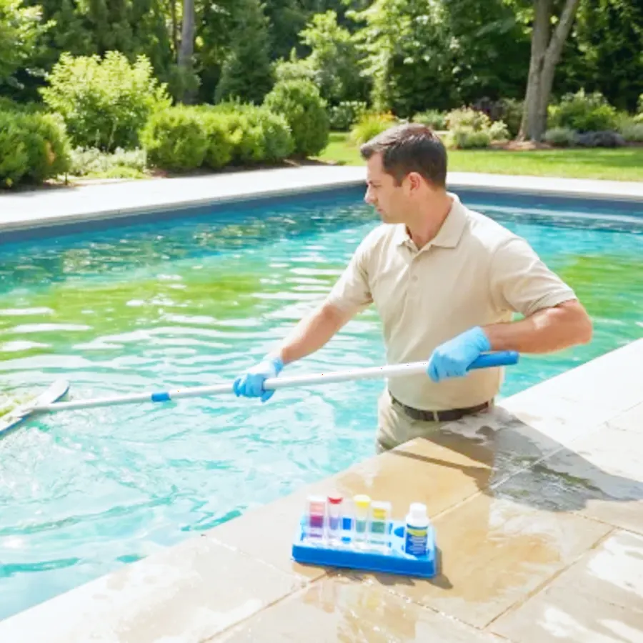 Costa Mesa pool service area backyard pool scene near Orange County, CA.