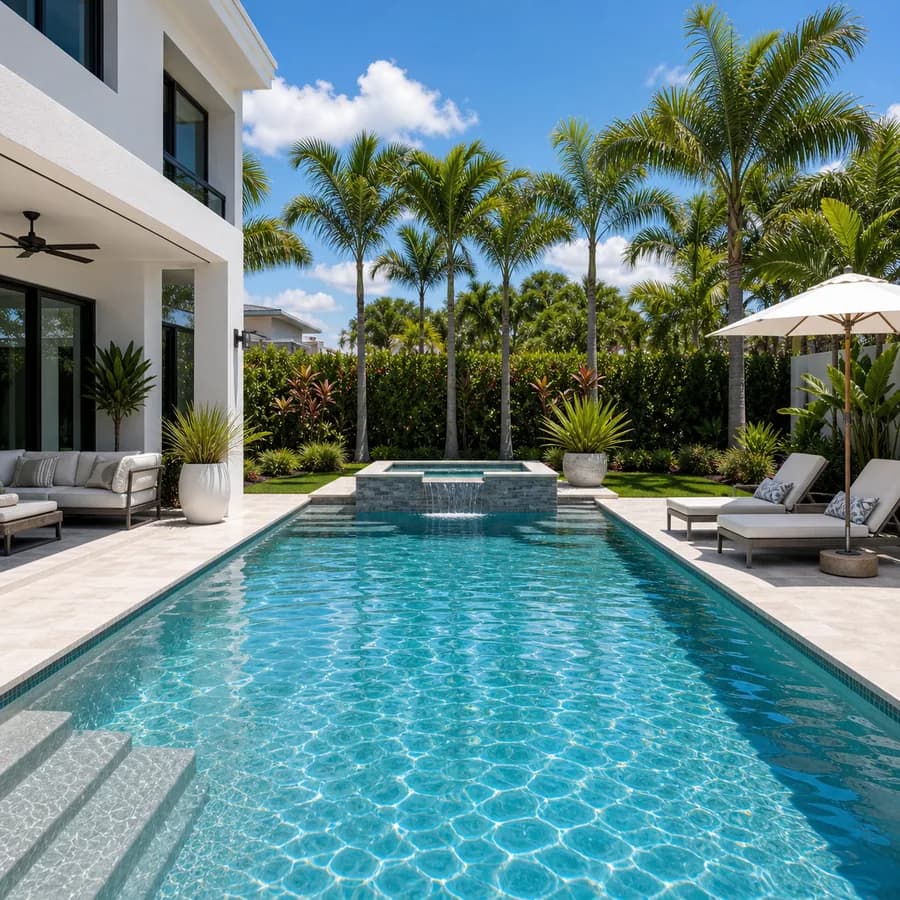 Doral backyard pool scene near Fort Lauderdale, FL.