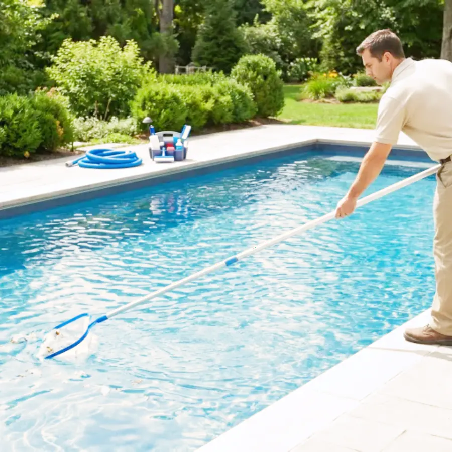 Sugar Land pool service area backyard pool scene near Houston, TX.